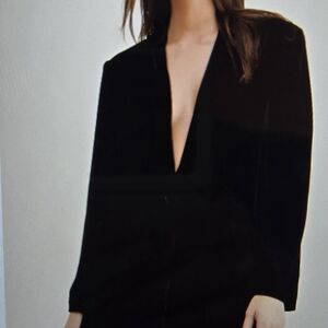 ANTHRO Endless Rose Black Velvet Blazer S